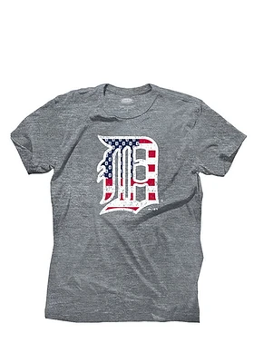 Detroit Tigers Grey Stars and Stripes Short Sleeve Fashion T Shirt