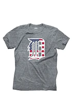 Detroit Tigers Grey Stars and Stripes Short Sleeve Fashion T Shirt