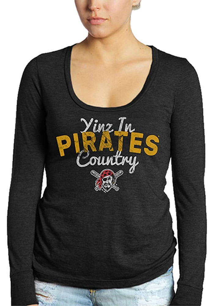 Pittsburgh Pirates Womens Black Yinz Country LS Tee