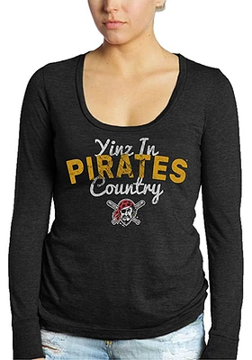 Pittsburgh Pirates Womens Black Yinz Country LS Tee