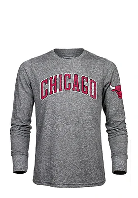 Chicago Bulls Grey Wordmark Long Sleeve Fashion T Shirt