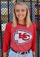 Travis Kelce Kansas City Chiefs Womens Red Tri-Blend Raglan Long Sleeve Player T Shirt