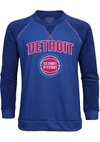 Detroit Pistons Mens Blue Wordmark over Primary Long Sleeve Fashion Sweatshirt