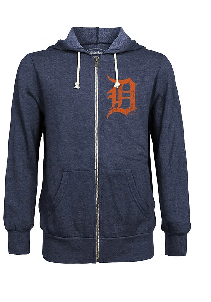 Detroit Tigers Mens Navy Blue Cap Long Sleeve Zip Fashion