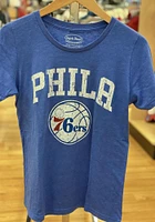 Philadelphia 76ers Womens Blue Skyline Short Sleeve T-Shirt