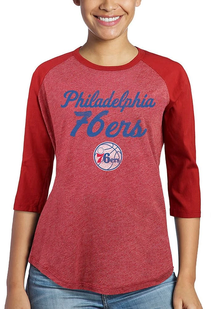 Philadelphia 76ers Womens Red Double Dribble LS Tee