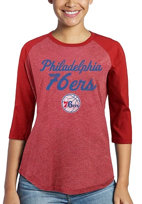 Philadelphia 76ers Womens Red Double Dribble LS Tee