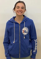 Philadelphia 76ers Womens Blue Triblend Long Sleeve Full Zip Jacket