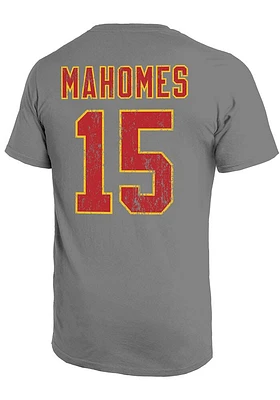 Patrick Mahomes Kansas City Chiefs Grey Primary Name And Number Short Sleeve Fashion Player T Shir..