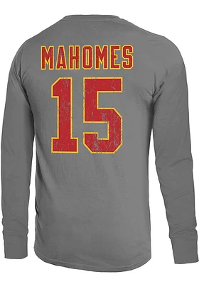 Patrick Mahomes Kansas City Chiefs Grey Primary Name And Number Long Sleeve Player T Shirt