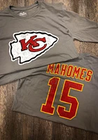 Patrick Mahomes Kansas City Chiefs Grey Primary Name And Number Long Sleeve Player T Shirt