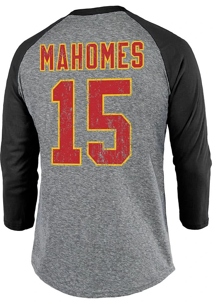 Patrick Mahomes Kansas City Chiefs Grey Primary Name And Number Design Long Sleeve Player T Shirt