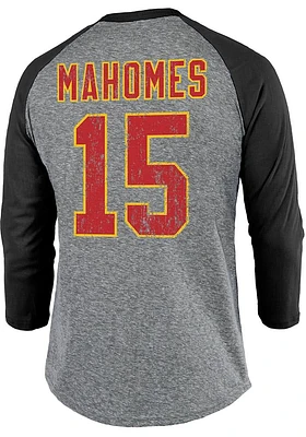 Patrick Mahomes Kansas City Chiefs Grey Primary Name And Number Design Long Sleeve Player T Shirt