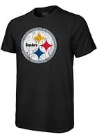 JuJu Smith-Schuster Pittsburgh Steelers Black Primary Name And Number Short Sleeve Fashion Player..