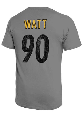 TJ Watt Pittsburgh Steelers Grey Primary Name And Number Short Sleeve Fashion Player T Shirt