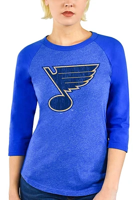 St Louis Blues Womens Blue Triblend 3/4 Raglan Crew Neck LS Tee