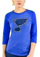St Louis Blues Womens Blue Triblend 3/4 Raglan Crew Neck LS Tee