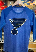 St Louis Blues Womens Blue Triblend 3/4 Raglan Crew Neck LS Tee
