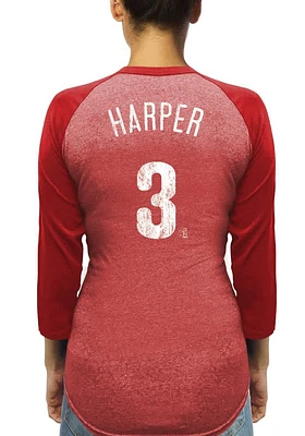 Bryce Harper Philadelphia Phillies Womens Red Name and Number Racerback Long Sleeve Player T Shirt