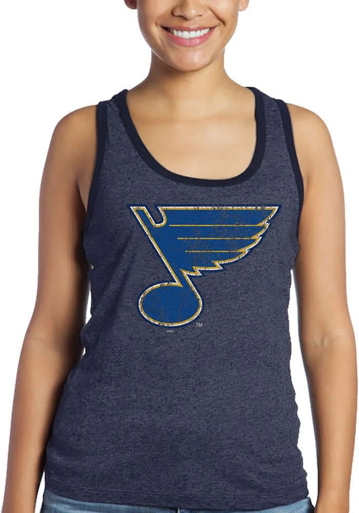 St Louis Blues Womens Navy Blue Triblend Tank Top
