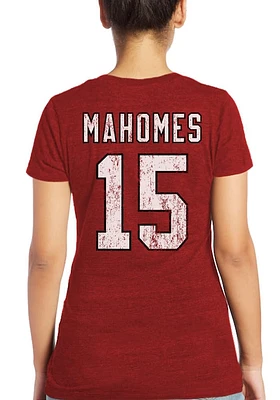 Patrick Mahomes Kansas City Chiefs Womens Red Name and Number Triblend Player T-Shirt
