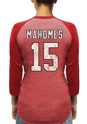 Patrick Mahomes Kansas City Chiefs Womens Red Name and Number Triblend Long Sleeve Player T Shirt
