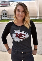 Patrick Mahomes Kansas City Chiefs Womens Black Name and Number Raglan Long Sleeve Player T Shirt