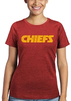 Kansas City Chiefs Womens Red Triblend Crew Short Sleeve T-Shirt