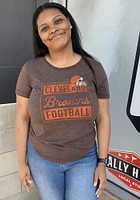 Cleveland Browns Womens Brown Square Script Boyfriend Short Sleeve T-Shirt