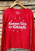 Kansas City Chiefs Womens Red Boyfriend Stars LS Tee