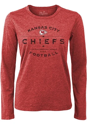 Kansas City Chiefs Womens Red Boyfriend Vintage LS Tee