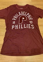 Philadelphia Phillies Womens Maroon Triblend Crew Neck Short Sleeve T-Shirt