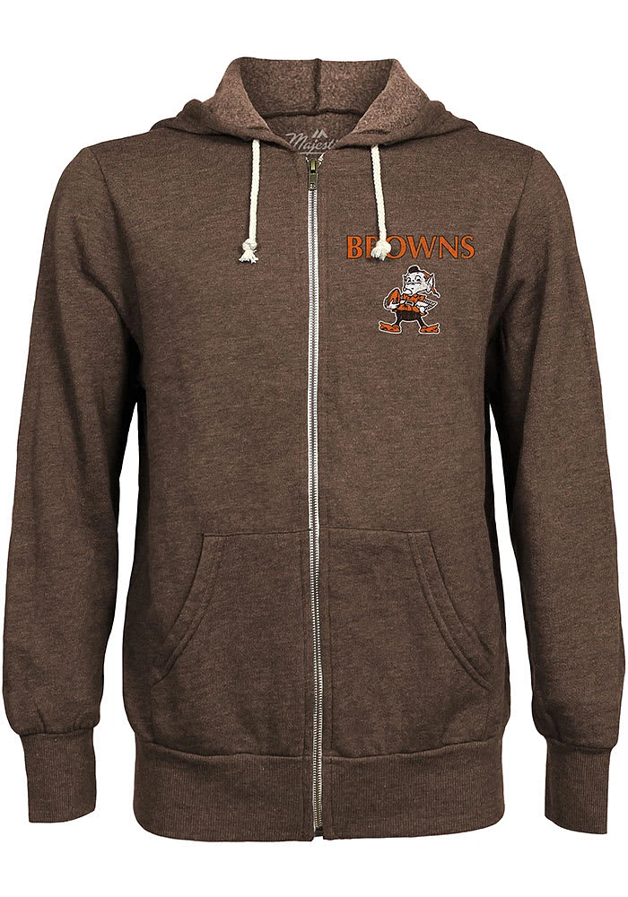 Brownie  Majestic Threads Cleveland Browns Mens Brown Long Sleeve Zip Fashion