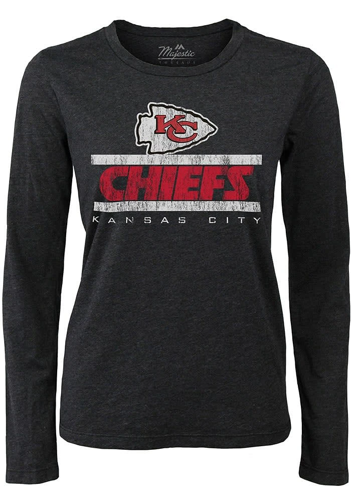 Kansas City Chiefs Womens Black Boyfriend Sideline LS Tee