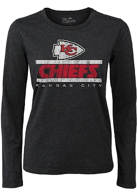 Kansas City Chiefs Womens Black Boyfriend Sideline LS Tee