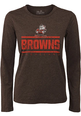 Brownie  Majestic Threads Cleveland Browns Womens Brown Boyfriend Sideline LS Tee