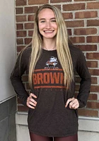 Brownie  Majestic Threads Cleveland Browns Womens Brown Boyfriend Sideline LS Tee