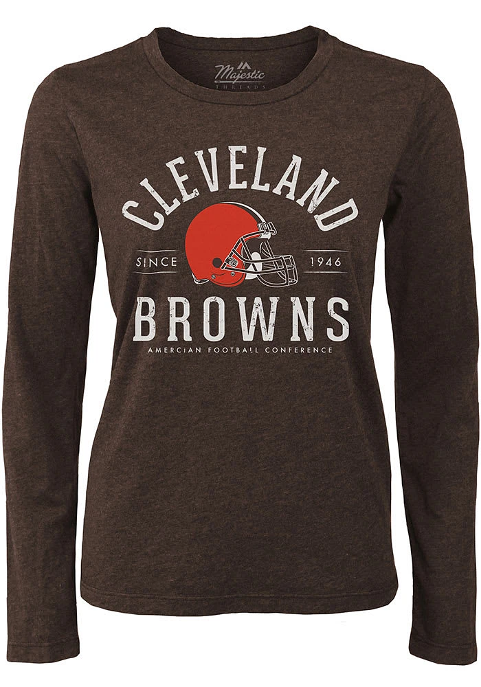 Cleveland Browns Womens Brown Boyfriend Field Goal LS Tee