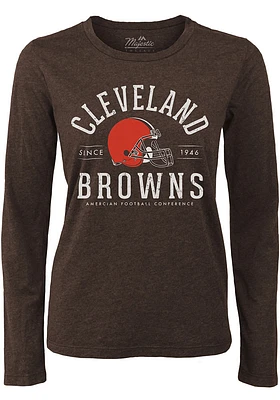Cleveland Browns Womens Brown Boyfriend Field Goal LS Tee