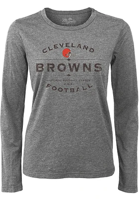 Cleveland Browns Womens Grey Boyfriend Vintage LS Tee