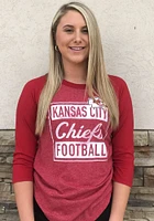 Kansas City Chiefs Womens Red Square Script LS Tee