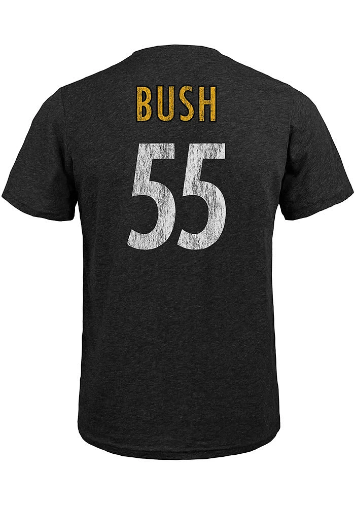 Devin Bush Pittsburgh Steelers Black Name And Number Short Sleeve Fashion Player T Shirt