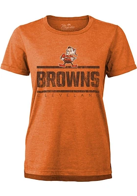 Brownie  Majestic Threads Cleveland Browns Womens Orange Boyfriend Short Sleeve T-Shirt