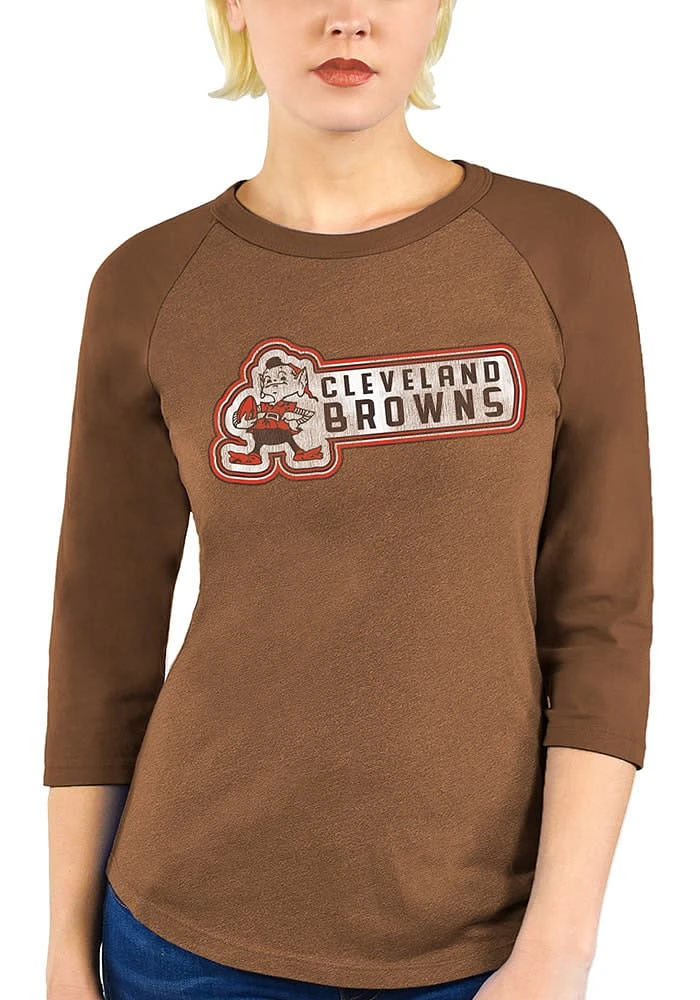 Brownie Majestic Threads Cleveland Browns Womens Brown Out of Sight LS Tee