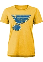 St Louis Blues Womens Gold Triblend Crew Neck Short Sleeve T-Shirt