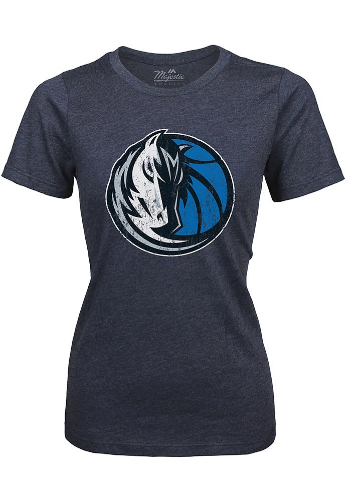 Dallas Mavericks Womens Navy Blue Triblend Crew Short Sleeve T-Shirt