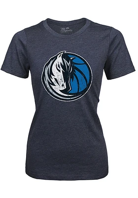 Dallas Mavericks Womens Navy Blue Triblend Crew Short Sleeve T-Shirt