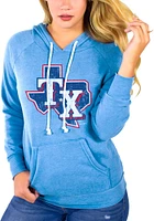 Texas Rangers Womens Light Blue Triblend Hooded Sweatshirt