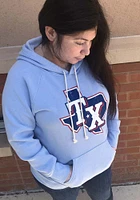 Texas Rangers Womens Light Blue Triblend Hooded Sweatshirt