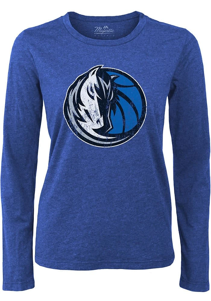 Dallas Mavericks Womens Blue Triblend Crew LS Tee